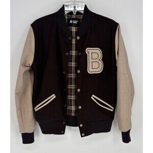 Insert Coin Hotline Miami Varsity Jacket B Logo Wool Blend Unisex Small S Brown